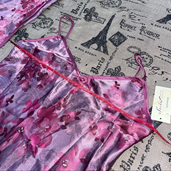 Secret Treasures NWT! Floral Mauve Purple  Chemise & Wrapper Set Size S - Picture 8 of 13